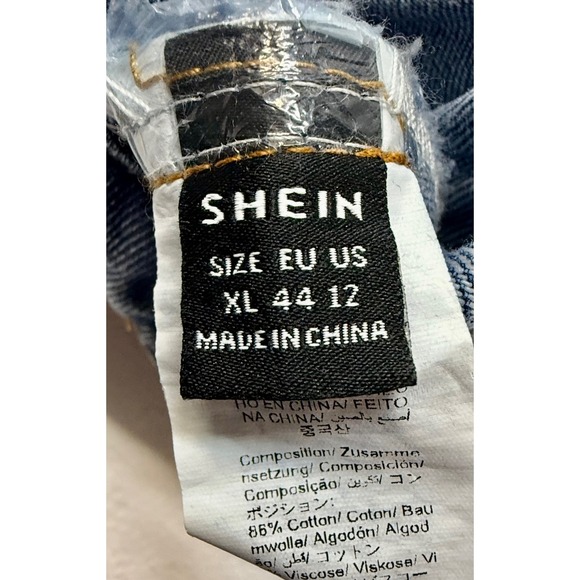 SHEIN Women's Blue Denim Cropped Jacket Long Sleeve Size XL 44 12 - Picture 3 of 4